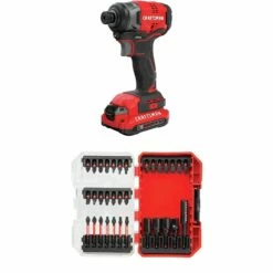 Craftsman V20 Impact Driver Kit, Cordless With Drill/Driver Set, Impact Ready Bits, 33 Pieces (Cmcf810C1 & Cmaf1333)