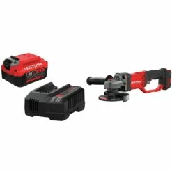Craftsman V20 Angle Grinder, Small, 4-1/2-Inch With Battery Kit, Charger Included, 4.0-Ah (Cmcg400B & Cmcb204-Ck)