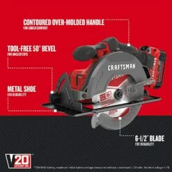 Craftsman V20 6-1/2-Inch Cordless Circular Saw Kit (Cmcs500M1) -Cheap Craftsman Store 61wolIbvWzS.US1500