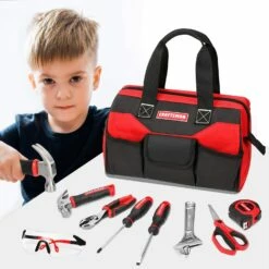 Craftsman 8-Piece Kids Junior Tool Set with Tool Bag, Real Tools