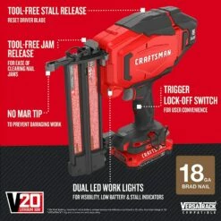 Craftsman V20 Cordless Brad Nailer Kit, 18Ga (Cmcn618C1) -Cheap Craftsman Store 71u3e1KLu1L.US1500