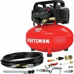Craftsman Air Compressor, 6 Gallon, Pancake, Oil-Free with 13 Piece Accessory Kit (CMEC6150K)
