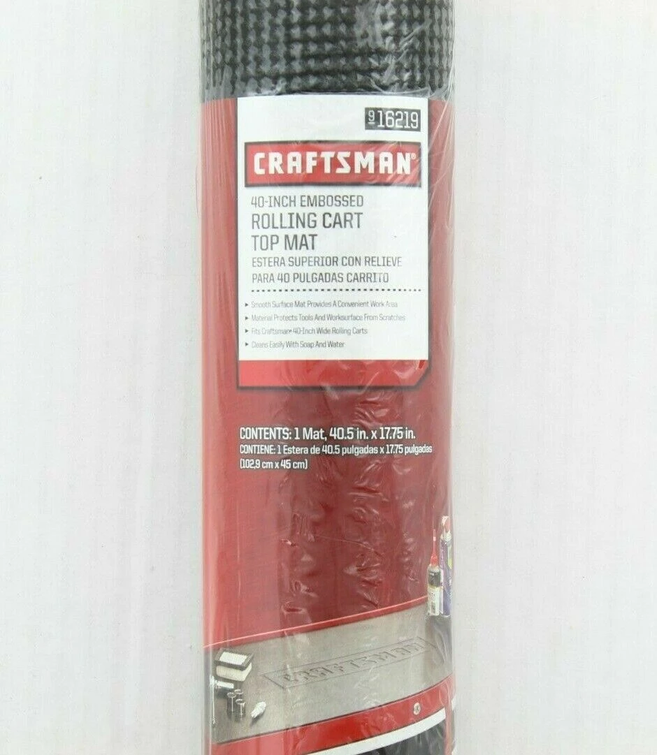 Craftsman Rolling Tool Cart Top Mat Embossed, 40" X 17.75", 16219 2 Craftsman Rolling Tool Cart Top Mat Embossed, 40" X 17.75", 16219 - Image 2
